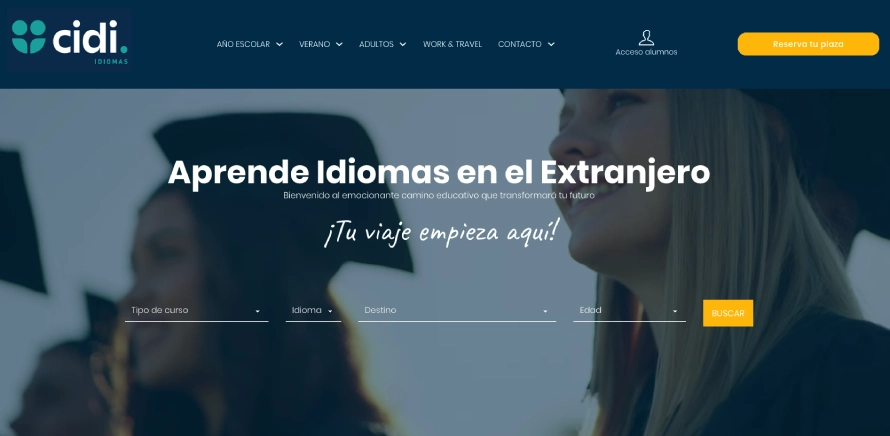 diseño web página de escuela de idiomas